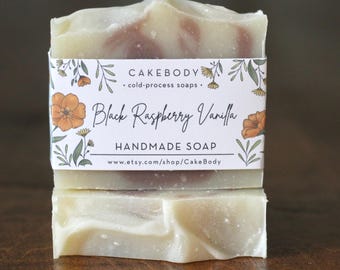 Jabón de vainilla y frambuesa negra - Jabón morado - Jabón afrutado - Ideas de regalo para mujeres - Regalos de jabón - Jabón para manos y cuerpo - Producto corporal CakeBody
