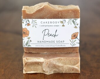 Jabón rústico de melocotón - Producto para el baño y el cuerpo - Jabón frutal - Regalos para ella - Jabón de primavera - Regalo de Navidad - Jabón de regalo