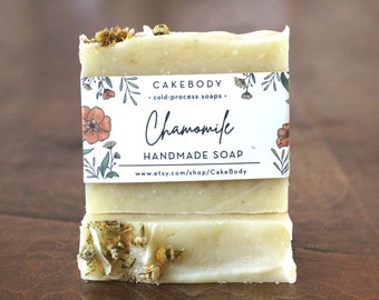 Jabón de manzanilla - Té y hojas de manzanilla - Jabón floral - Jabón artesanal - Jabón totalmente natural - Jabón floral para invitados