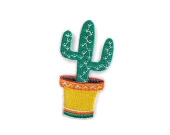 Cute cactus patch - No5, embroidered iron on badge ca.90mm (C170)