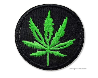 Set #042 Cannabis Blatt Hanf Reggae Aufnäher Bügelbild Applikation Pflanze Bio