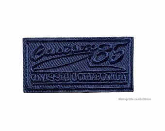 Blue logo patch CUSTOM CLASSIC COLLECTION, ~ 65x30mm (C875)