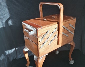 Sewing box on wheels, vintage