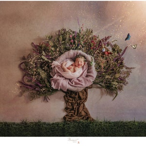 Digital Backdrop-newborn tree of life whimsical background