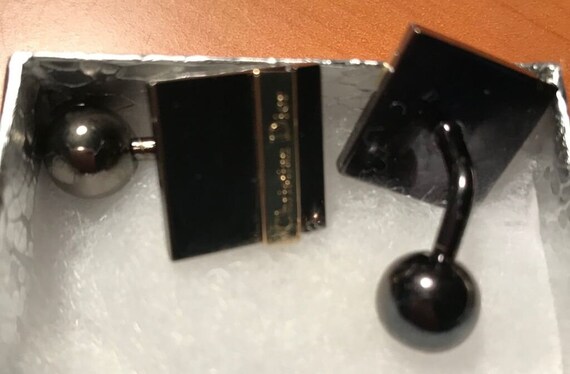 Vintage Christian Dior Onyx gold Cufflinks - image 2