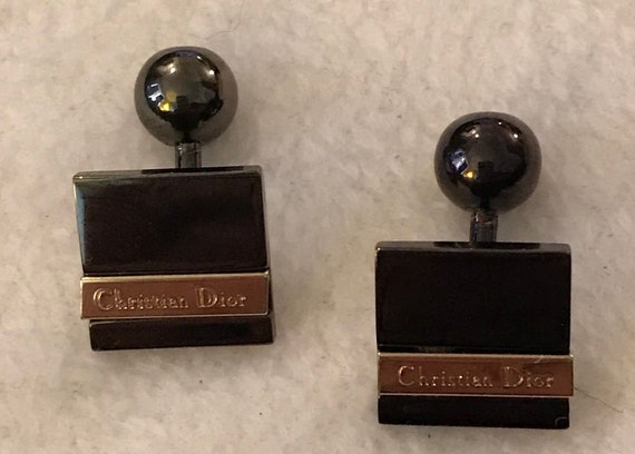 Vintage Christian Dior Onyx gold Cufflinks - image 1