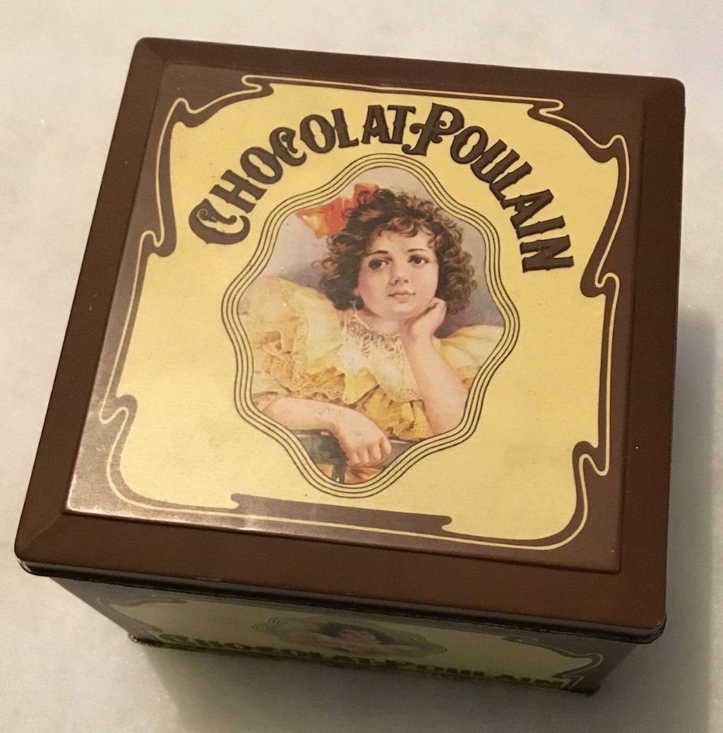 Plaque vintage en aluminium - Chocolat Poulain - Décoration vintage