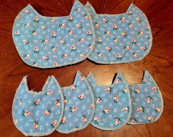Cute Cat Coasters and pot holder  6 set (2 and 4) Fabric machine washable flower print