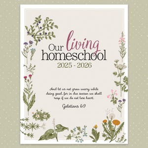 2025-2026, Charlotte Mason Homeschool Planner, Wildflower Theme, Large Bundle Package, INCLUDES Lesson Plan Pages