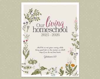 2025-2026, Charlotte Mason Homeschool Planner, Wildflower Theme, Large Bundle Package, INCLUDES Lesson Plan Pages