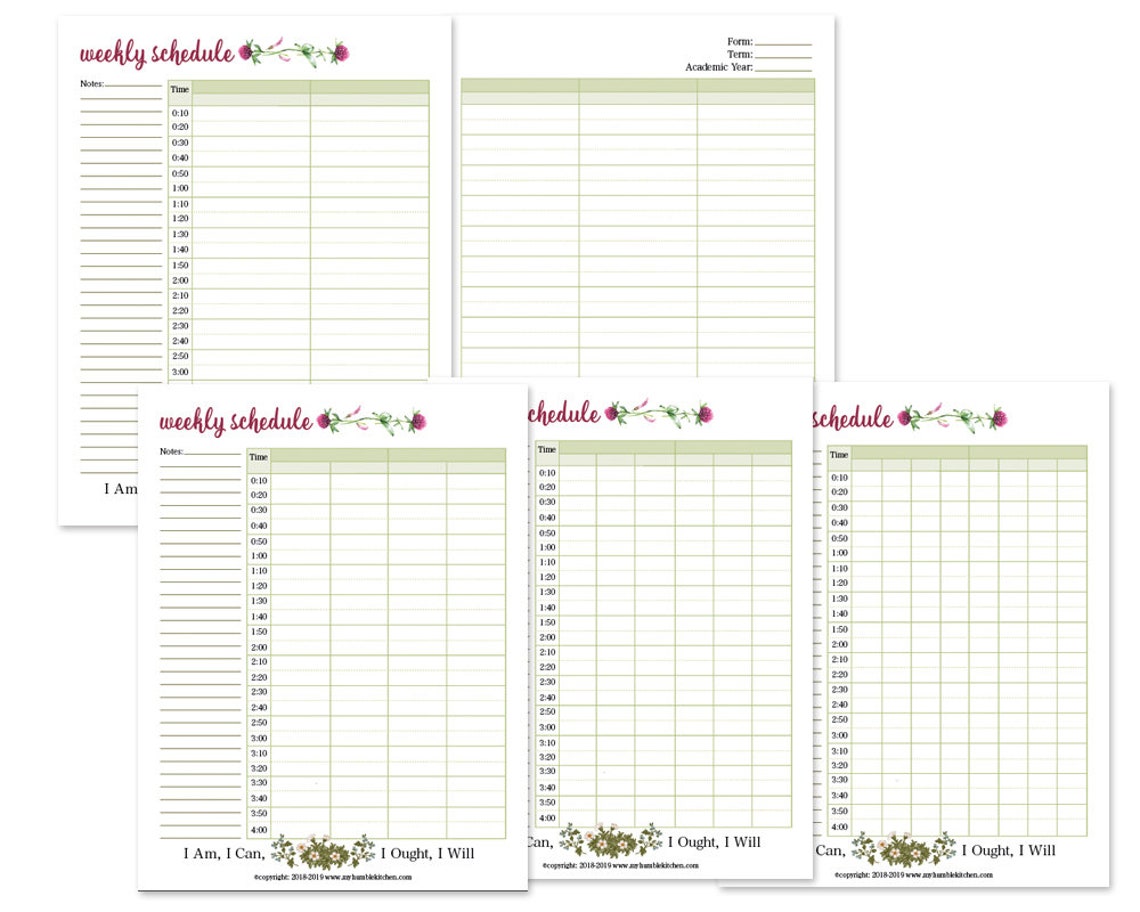 Charlotte Mason Scheduling Cards Weekly Schedule - Etsy