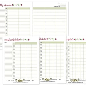 Horario semanal de tarjetas de programación de Charlotte Mason