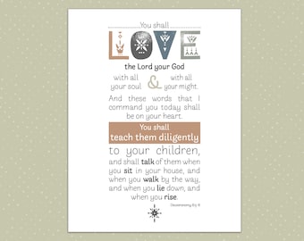 Scripture Wall Art - You Shall Love the Lord Your God, Deuteronomy 6:5-8
