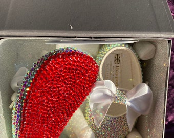 Rhinestone Baby Shoes | Bling Baby Red Bottom Shoes | Louboutin Inspired Baby Shoes | Sparkly Baby Shower Gift | First Birthday Baby Shoes |