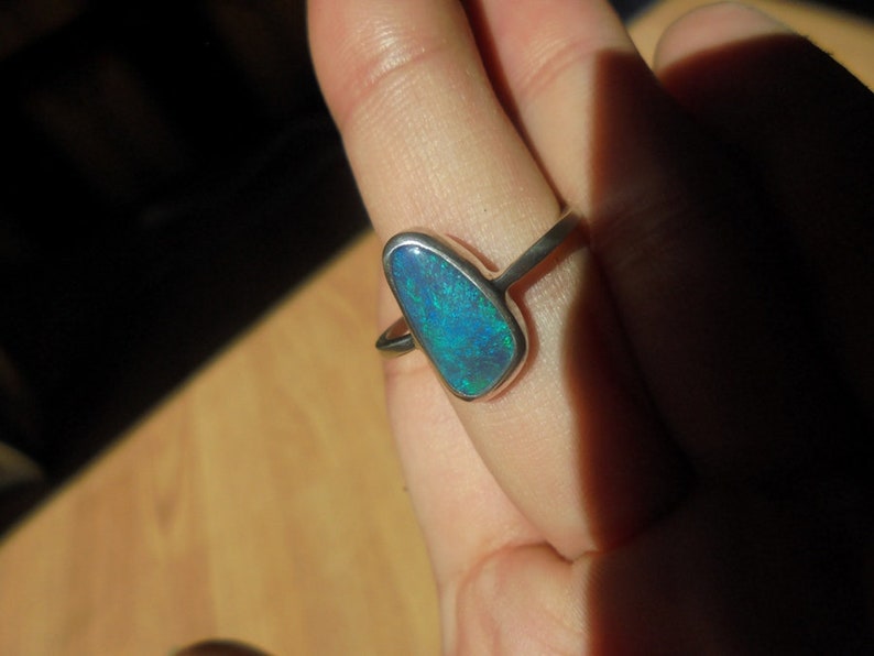 natural australian black opal ring