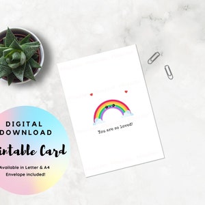 Valentinstagskarte, Regenbogen-Liebeskarte, druckbare Paarkarte, druckbare digitale Karte, Sie sind so geliebt Karte, bereit zum Drucken Liebhaberkarte