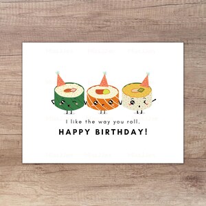 Sushi Birthday Card, Kawaii Sushi Birthday Card, Birthday Card Printable, Birthday Pun Card, Sushi Birthday Gift Note, PDF Digital Download