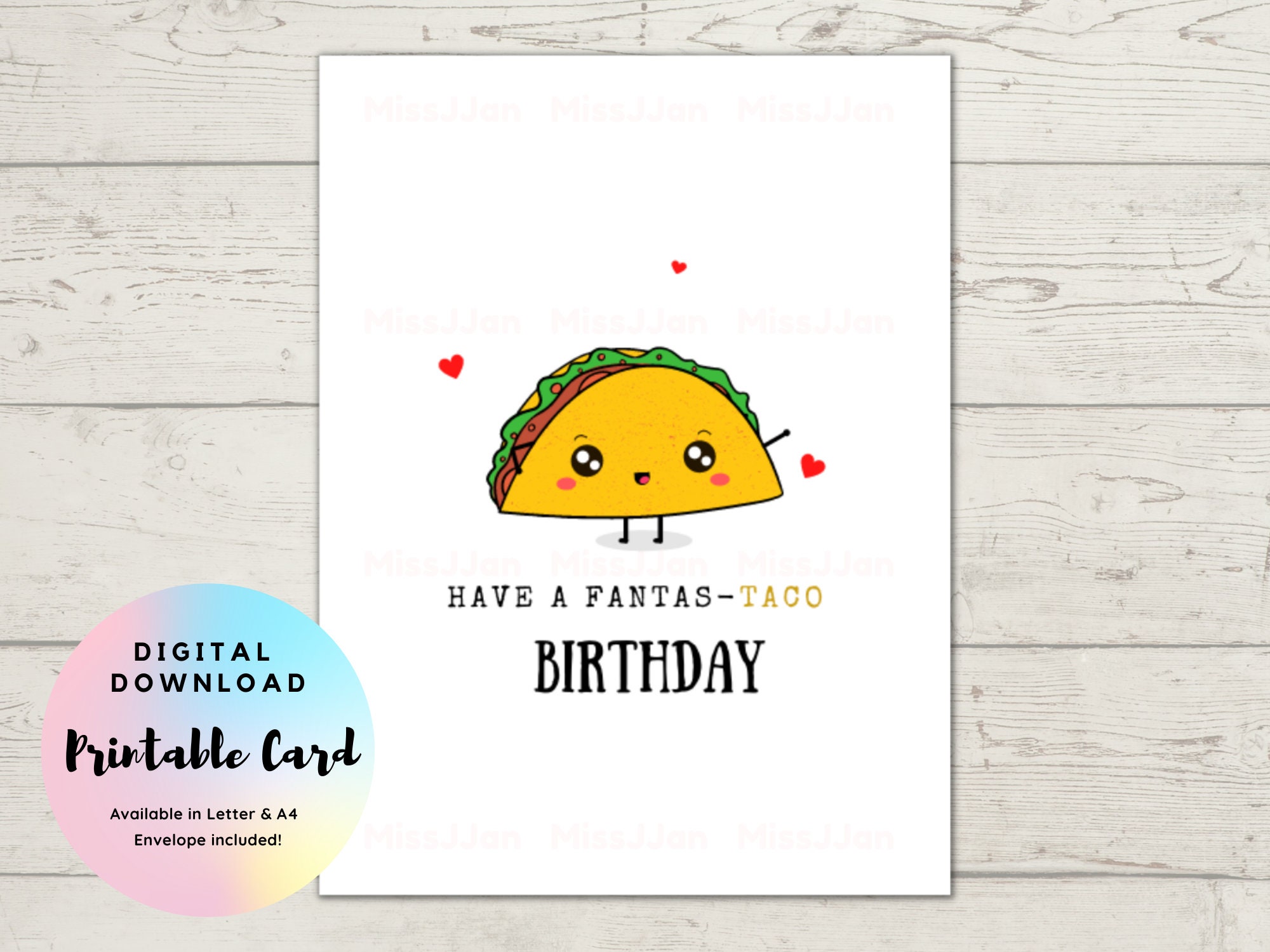 Taco Birthday Card, Food Pun Birthday Card, Birthday Card Printable ...