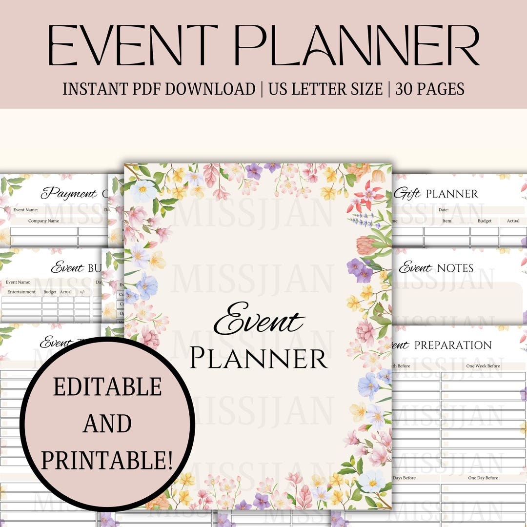 Event Planner Editable, Party Planner Printable, Event Organizer Binder ...