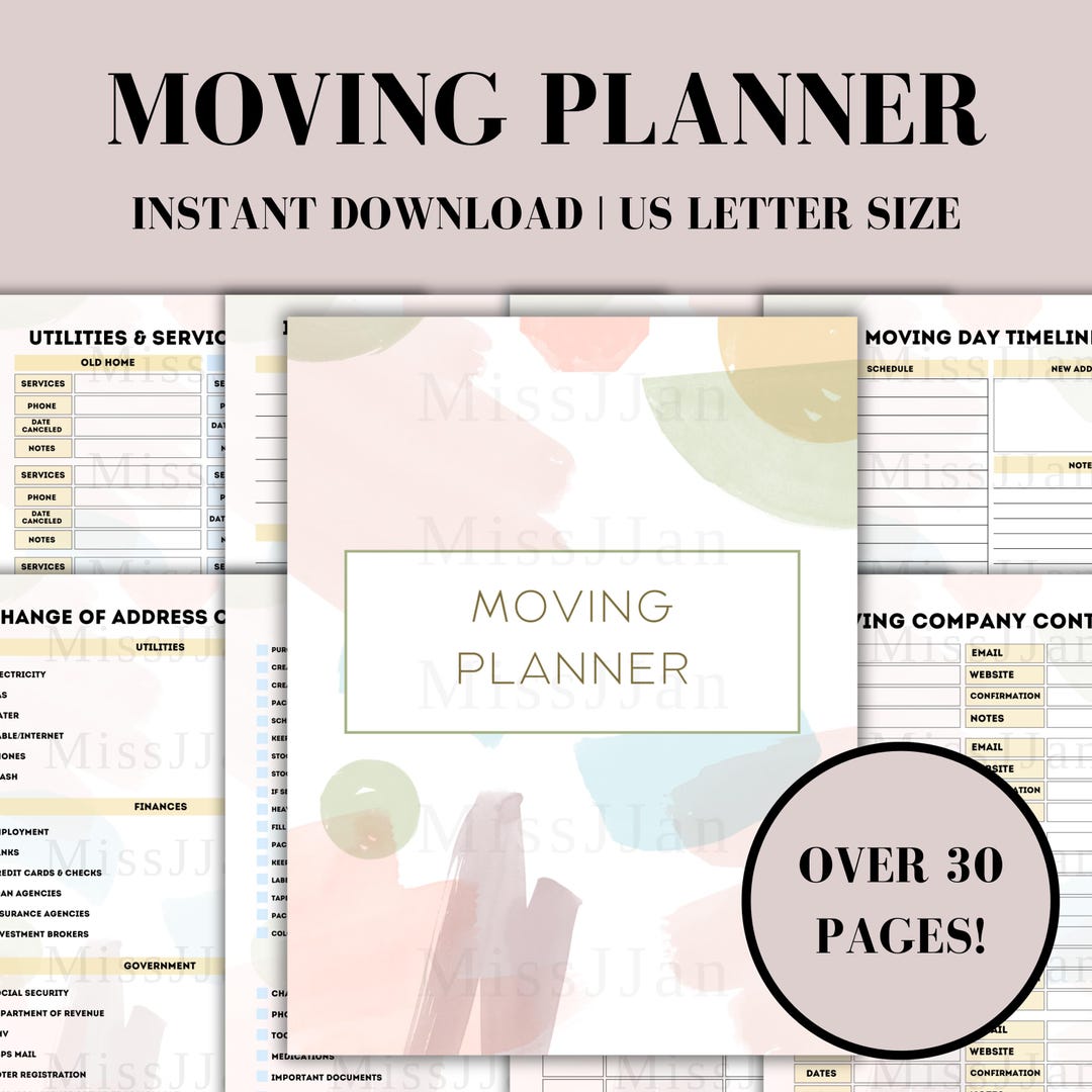 Moving Planner Checklist Printable, Relocation Planner, Home ...