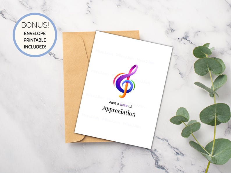 Music Thank You Card Printable, Piano Teacher Appreciation Note ...