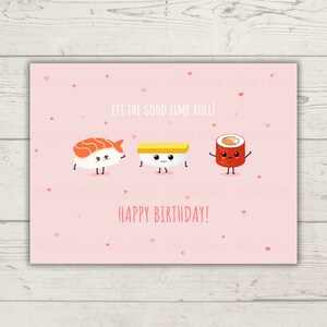 Leuke Sushi verjaardagskaart, Sushi verjaardag woordspeling kaart, Happy Birthday Card afdrukbaar, PDF digitale download, klaar om verjaardagskaart af te drukken