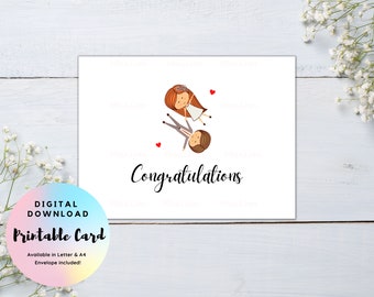Cute Wedding Congratulations Card, Wedding Card Digital Download,Bride and Groom Card,Mr and Mrs Card,Wedding Greeting Card,Cute Prints Card