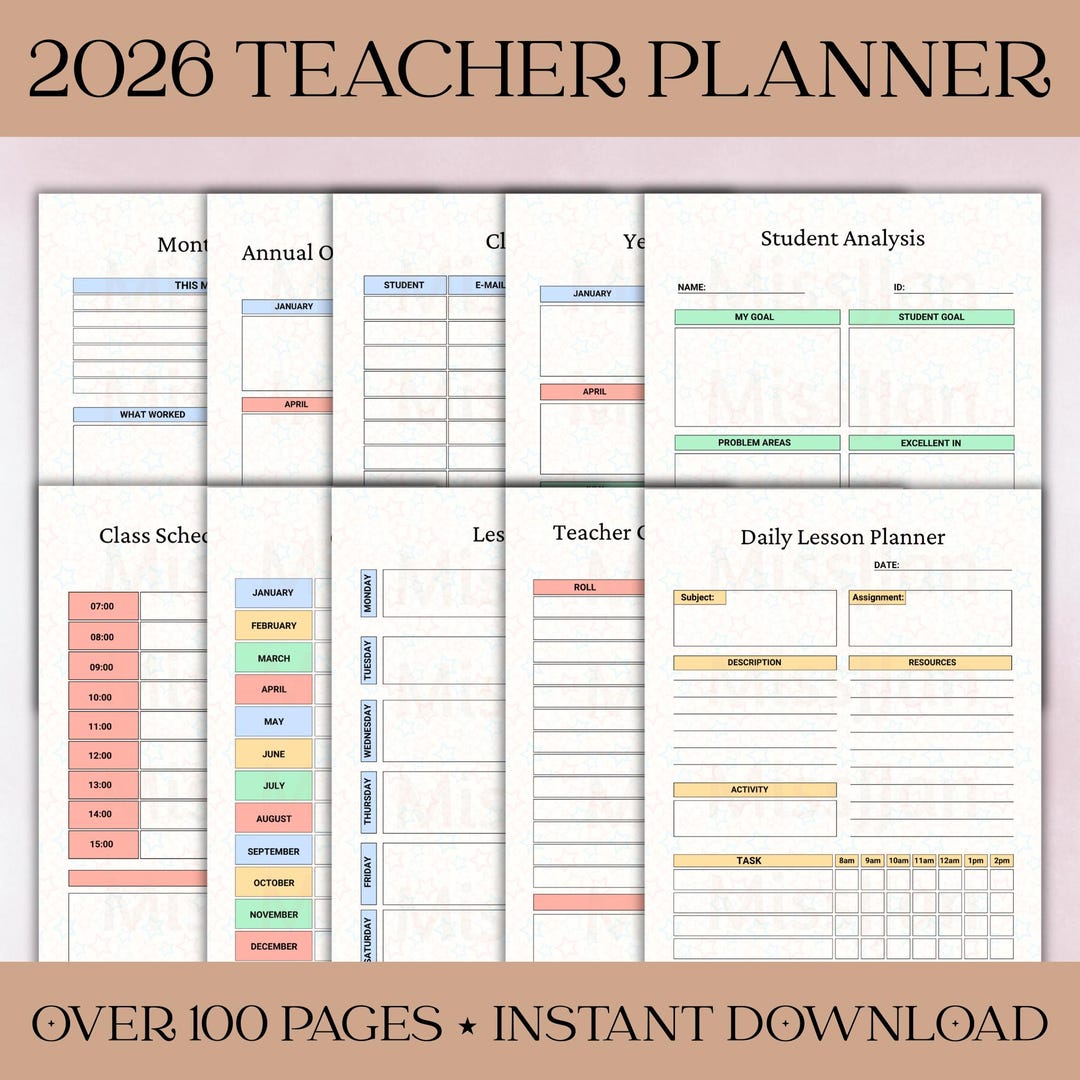 2026 Teacher Planner Bundle, Printable Classroom Planner, Daily Weekly ...