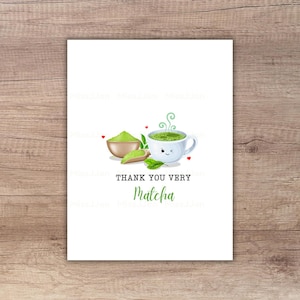 Matcha Dankeschön-Karte, Kawaii Tee Dankeschön-Karte, Food Pun Karte, PDF Digital Download, danke druckbar
