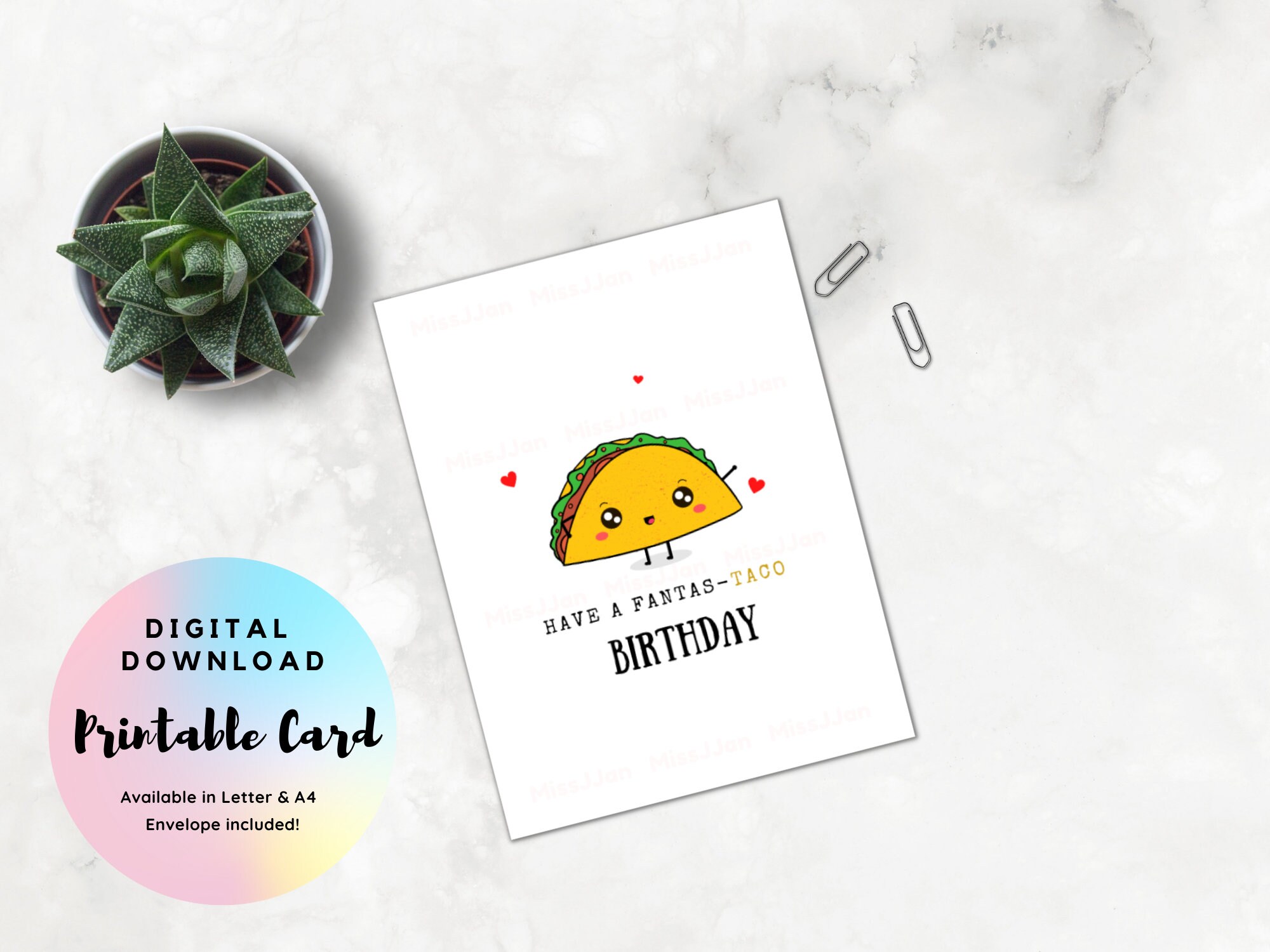 Taco Birthday Card, Food Pun Birthday Card, Birthday Card Printable ...