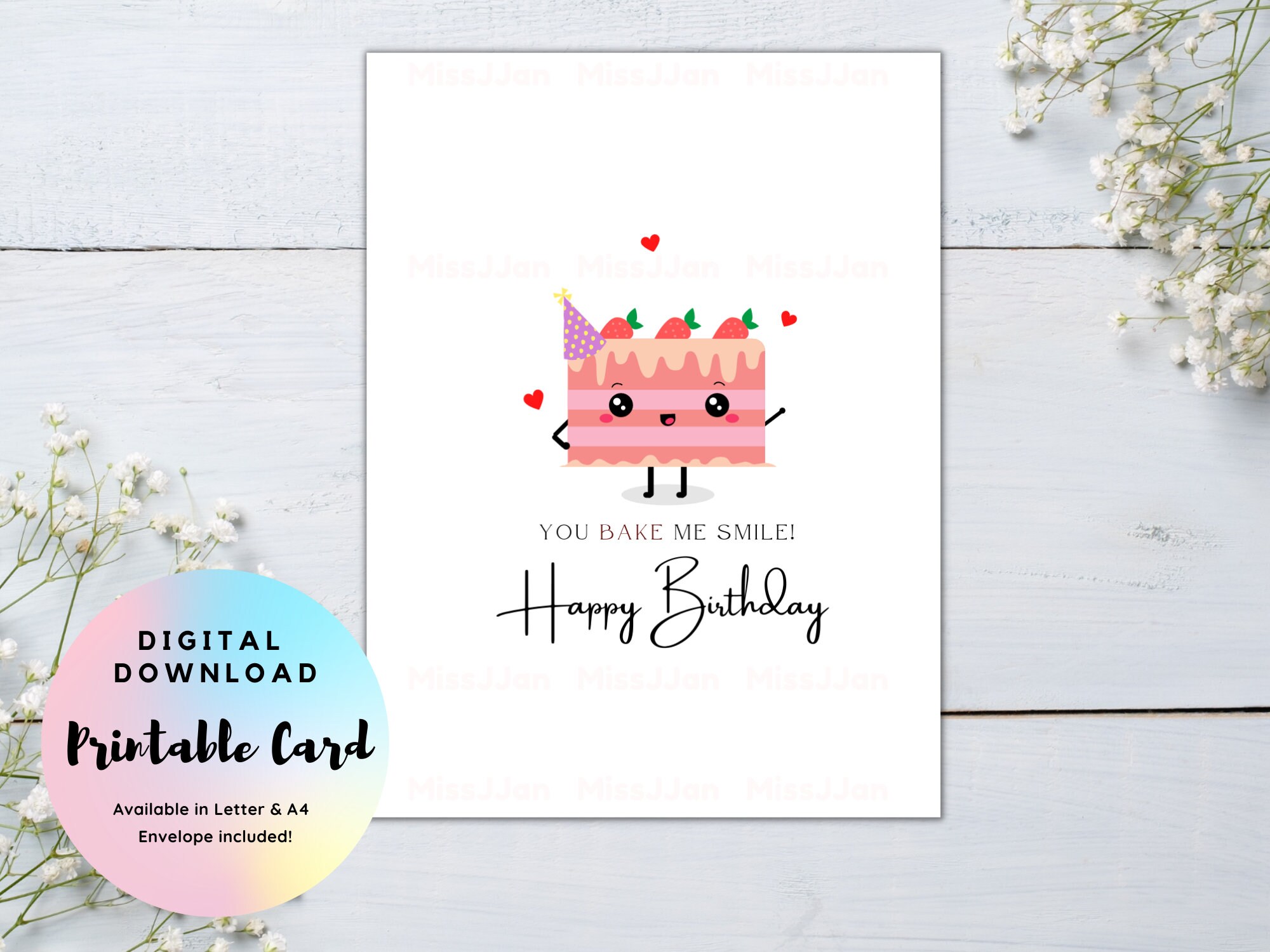 Cake Birthday Card, Birthday Pun Card, Cute Food Pun Birthday Card ...