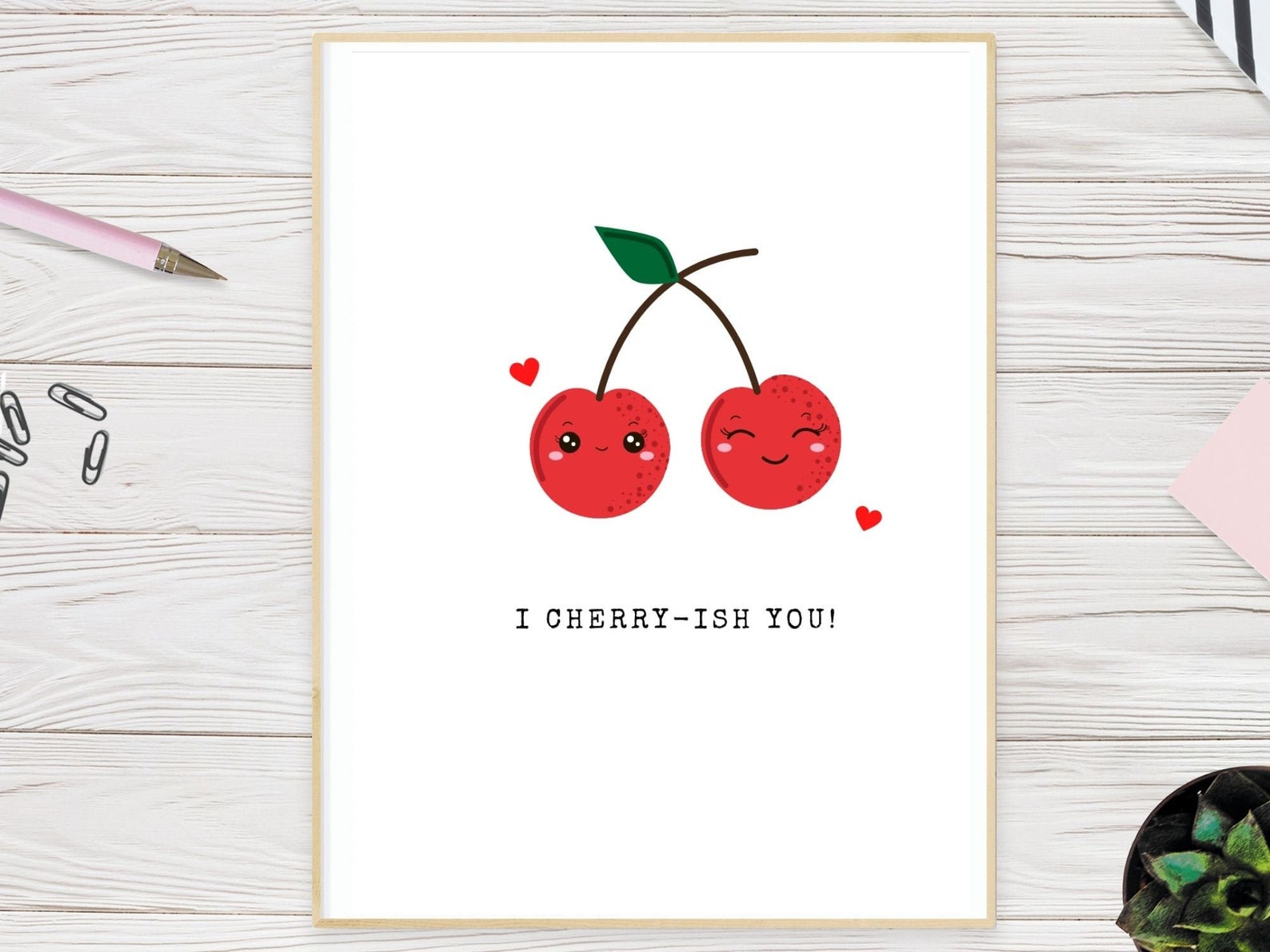 I Cherryish You CardCute Pun ArtPrintable Digital Etsy