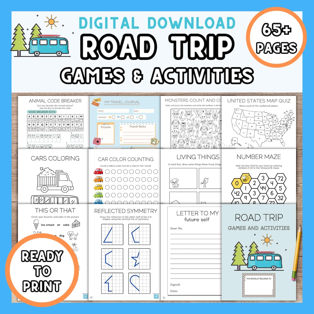 Ultimate Road Trip Games & Activities Bundle, 65+ Printable Pages ...