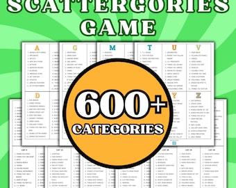 Scattergories Game Printable, Family & Friends Party Games, Fun Party Game, Office Party Game Bundle, Ready to Print, Instant Download