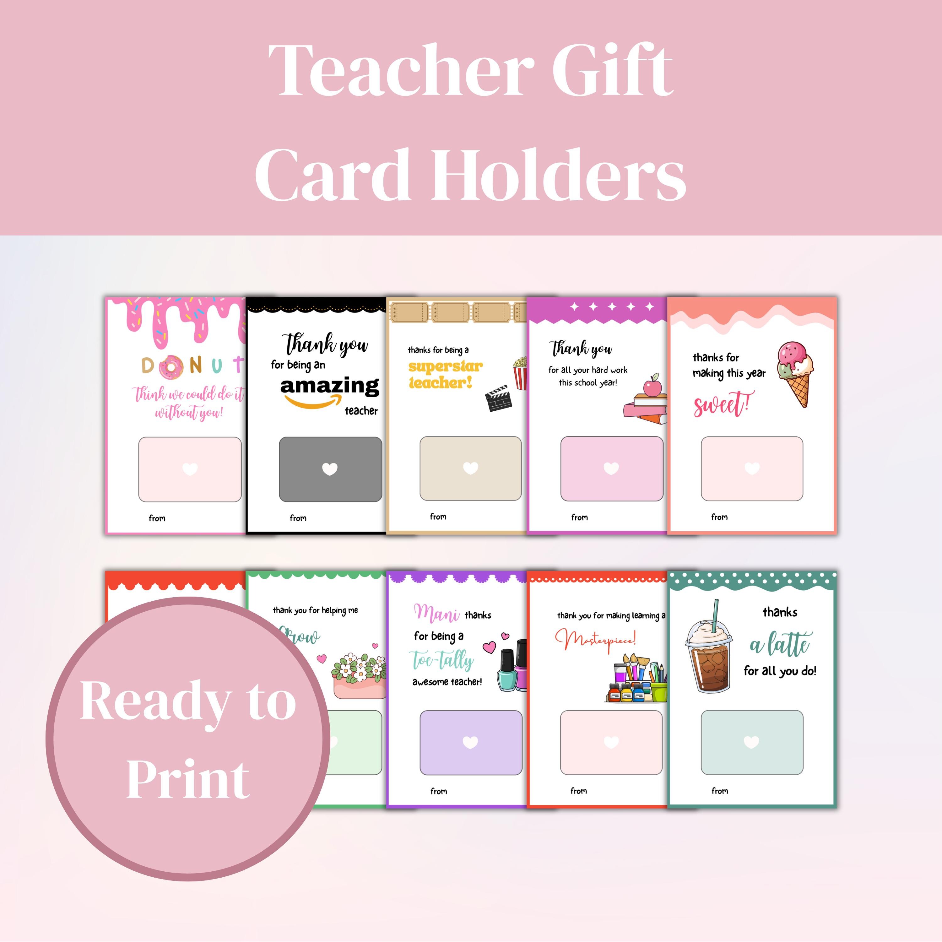 Teacher Appreciation Gift Card Holder Printable, Thank You Gift for ...