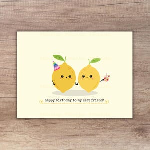 Lemon Birthday Card, Cute Lemon Birthday Pun Card, Kawaii Printable Birthday Card, PDF Digital Download, Food Pun Card, Ready to Print