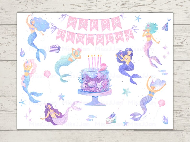 Mermaid Birthday Card, Beautiful Mermaid Birthday Card, Happy Birthday ...