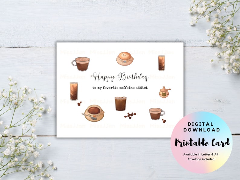 Coffee Birthday Card, Funny Birthday Card, Happy Birthday Card ...