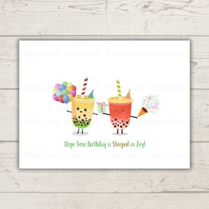 Bubble Tea Birthday Card, Boba Tea Pun Card, Birthday Pun Card, Birthday Printable, Kawaii Birthday Pun Card, PDF Digital Download,