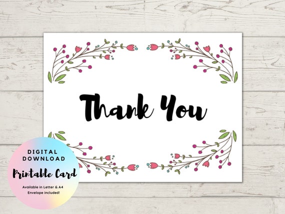 Thank You Cardprintable Digital Download Pdfteacher | Etsy