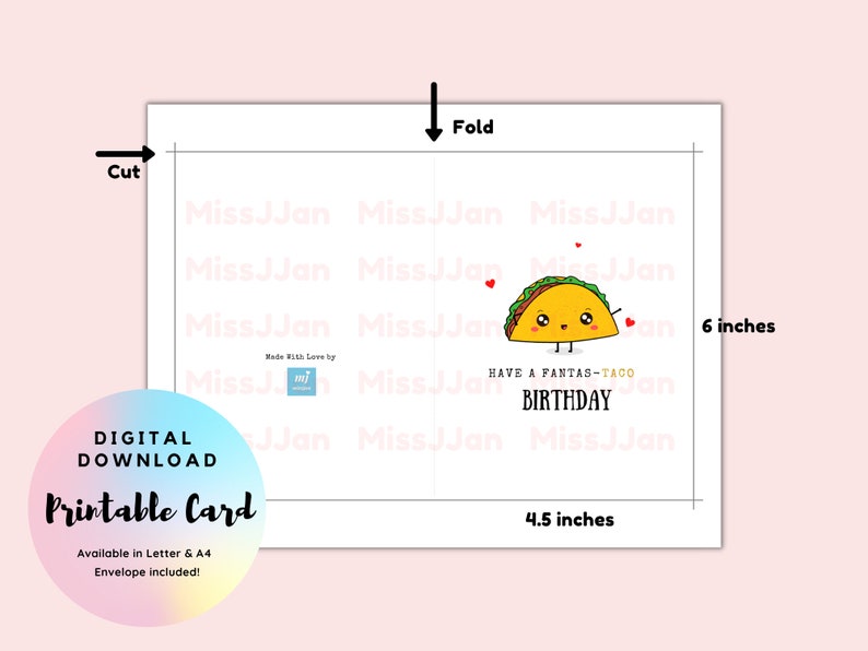 Taco Birthday Card, Food Pun Birthday Card, Birthday Card Printable ...