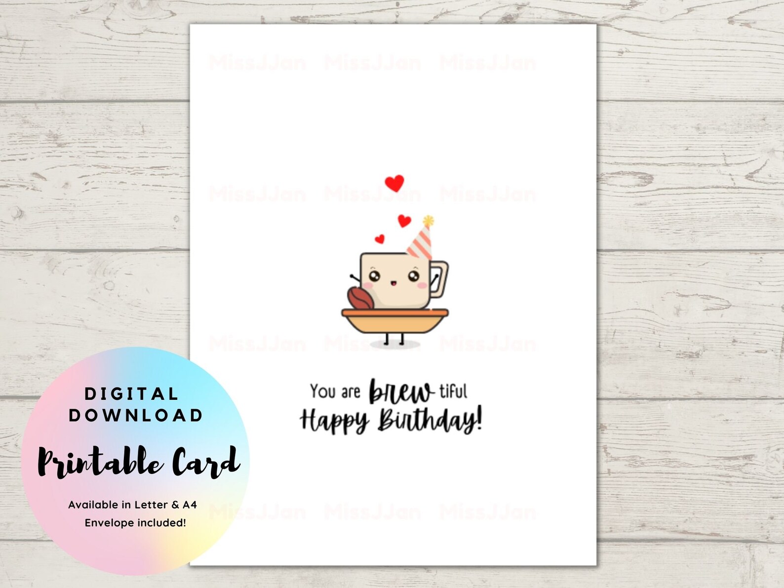 Coffee Birthday Card Printable, Happy Birthday Card, Food Pun Birthday ...