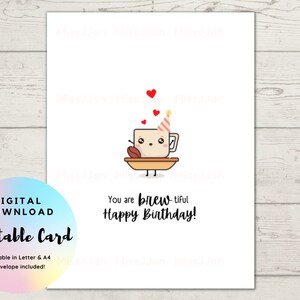 Coffee Birthday Card Printable, Happy Birthday Card, Food Pun Birthday ...