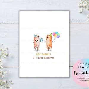 Cute Cannoli Birthday Card, Birthday Pun Card, Food Pun Card, Digital Download PDF, Happy Birthday Card