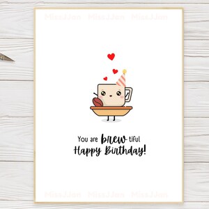 Coffee Birthday Card Printable Happy Birthday Card Food Pun | Etsy