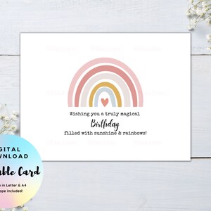 Rainbow Birthday Card, Birthday Card Printable, Happy Birthday Card, Ready to Print Birthday Card, PDF Digital Download Birthday Card