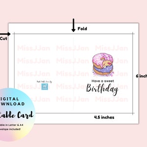 Donut Birthday Card, Doughnut Birthday Card, Printable Birthday Card ...