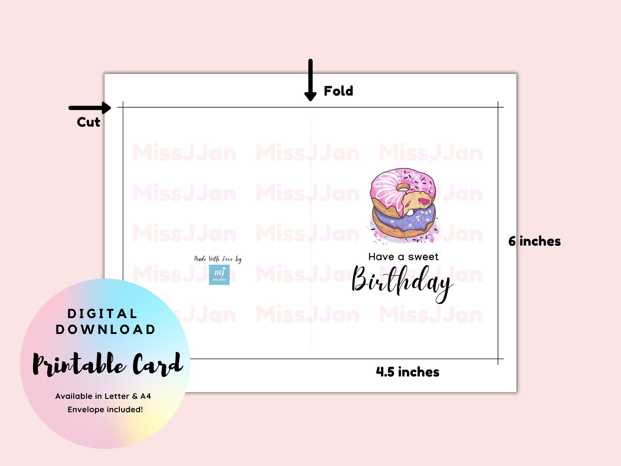Donut Birthday Card, Doughnut Birthday Card, Printable Birthday Card ...