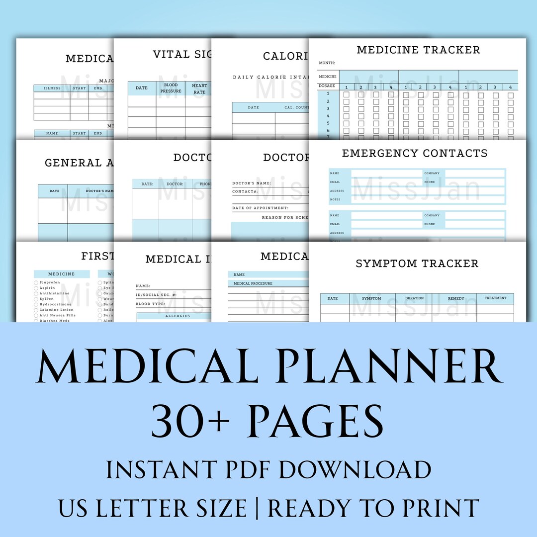 Medical Planner Printable, Medical Binder Kit, Medication Tracker ...