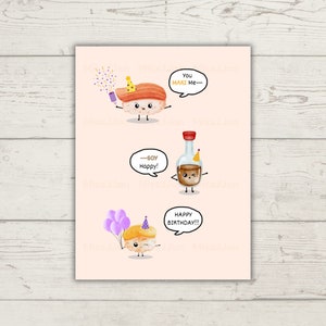 Cute Sushi Birthday Card, Birthday Pun Card, Birthday Greeting Card Printable, PDF Digital Download